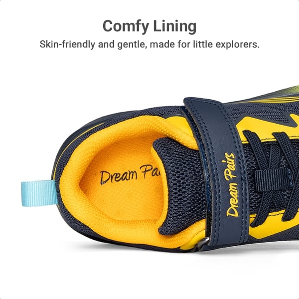 Kids’ Lightweight Running Shoes - NAVY/YELLOW - 5