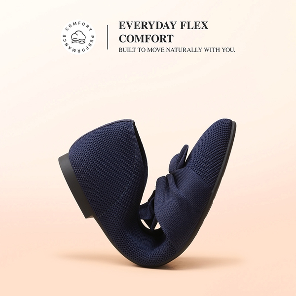 Women’s Foldable Bow Flats - NAVY - 4