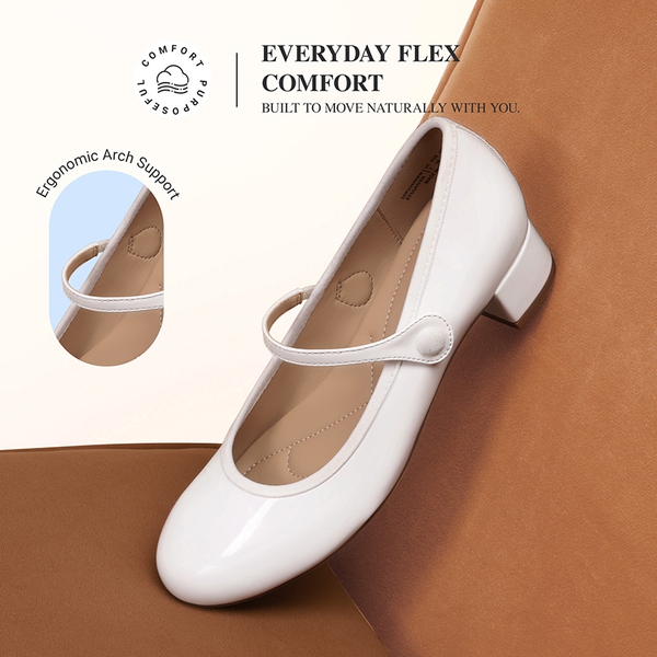Ascenelle Women’s Comfort Mary Jane Shoes - WHITE - 6