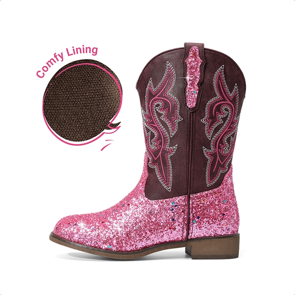 Girls’ Glitter Cowboy Boots - PINK - 4