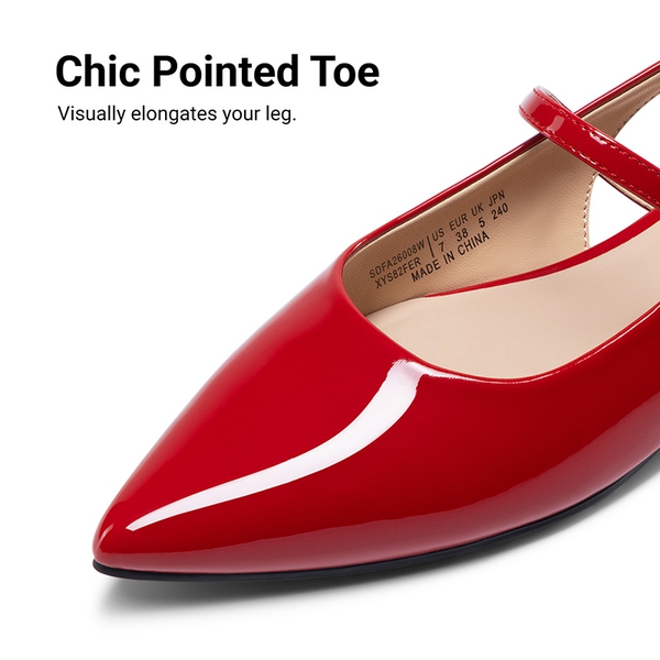 Women’s Pointed Toe Slingback Flats - RED - 6