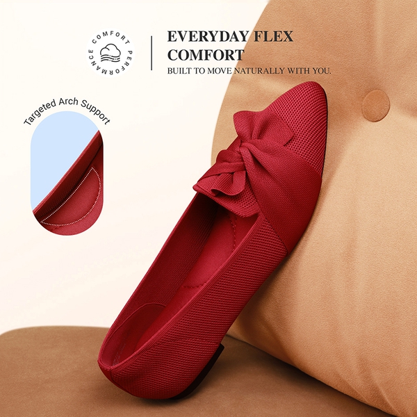 Women’s Foldable Bow Flats - RED - 6