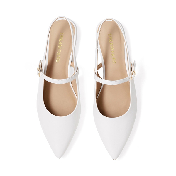Women’s Pointed Toe Slingback Flats - WHITE - 4