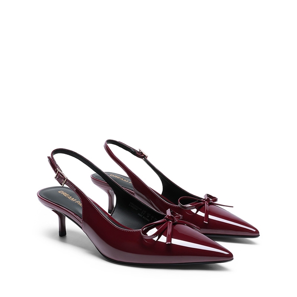 Women’s Kitten Heel Slingbacks - BURGUNDY - 4