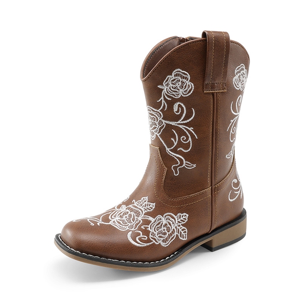Kids’ Embroidered Cowboy Boots - BROWN -  0