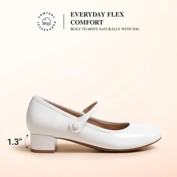 Ascenelle Women’s Comfort Mary Jane Shoes - WHITE - 3