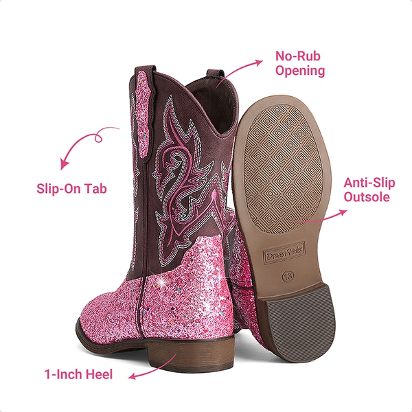Girls’ Glitter Cowboy Boots - PINK - 3