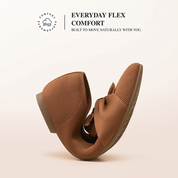 Women’s Foldable Bow Flats - BROWN - 4