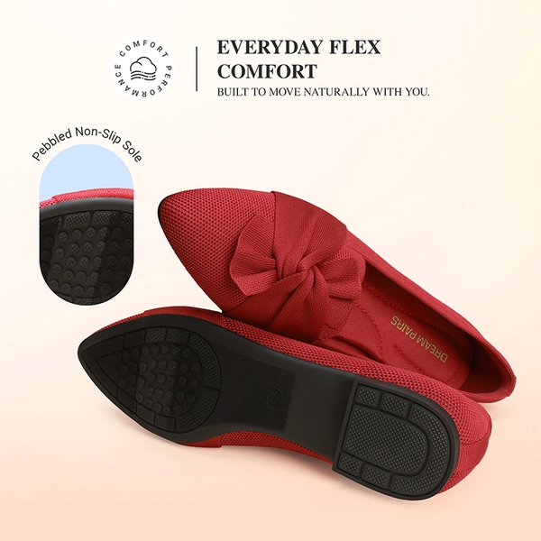 Women’s Foldable Bow Flats - RED - 5