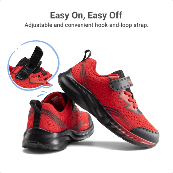 Kids’ Lightweight Running Shoes - RED/BLACK - 4