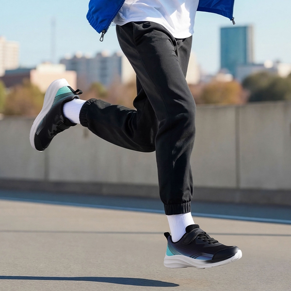 Kids’ Lightweight Running Shoes - BLACK/BLUE - 1