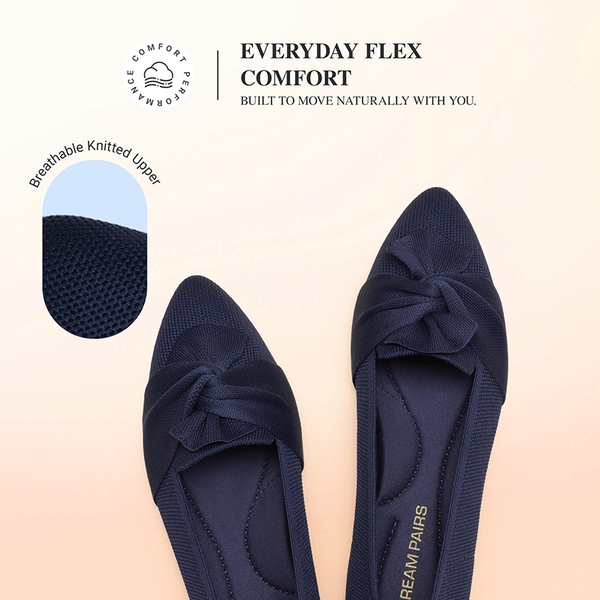 Women’s Foldable Bow Flats - NAVY - 7