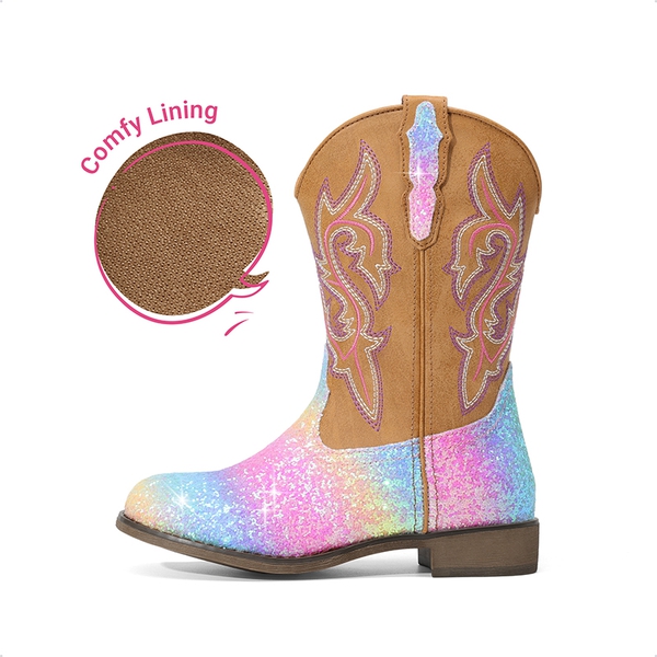Girls’ Glitter Cowboy Boots - RAINBOW - 4