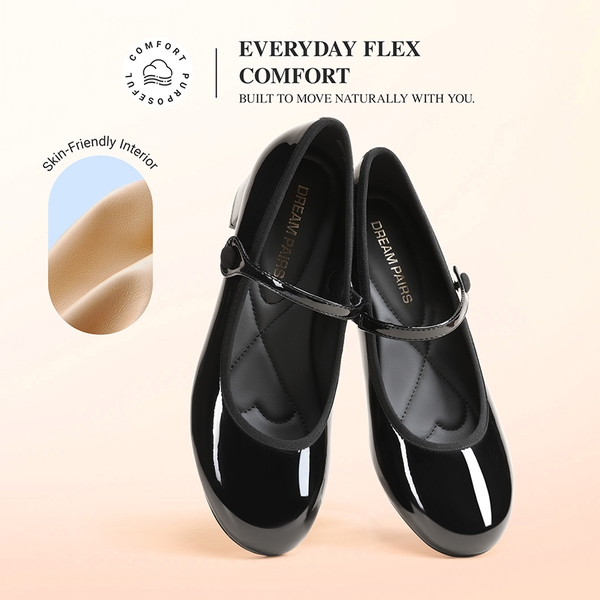 Ascenelle Women’s Comfort Mary Jane Shoes - BLACK - 5
