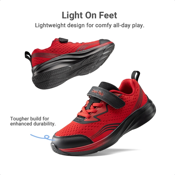 Kids’ Lightweight Running Shoes - RED/BLACK - 2