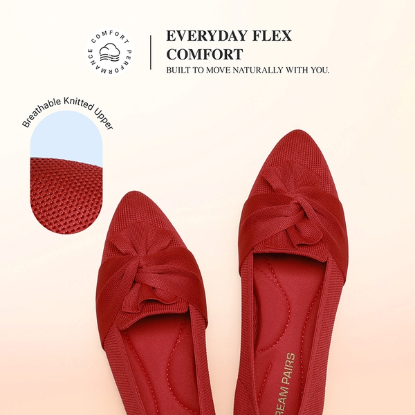 Women’s Foldable Bow Flats - RED - 7