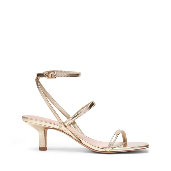 Women’s Strappy Kitten Heel Sandals - LIGHT GOLD - 3
