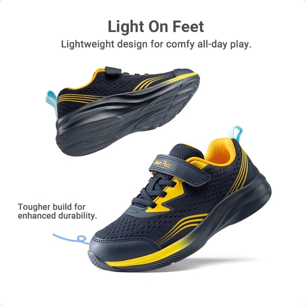 Kids’ Lightweight Running Shoes - NAVY/YELLOW - 2
