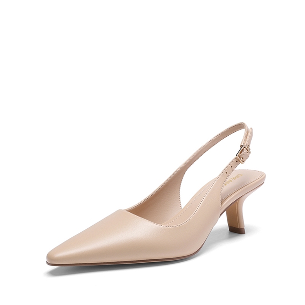 Women’s Pointed Toe Slingback Heels - NUDE -  0