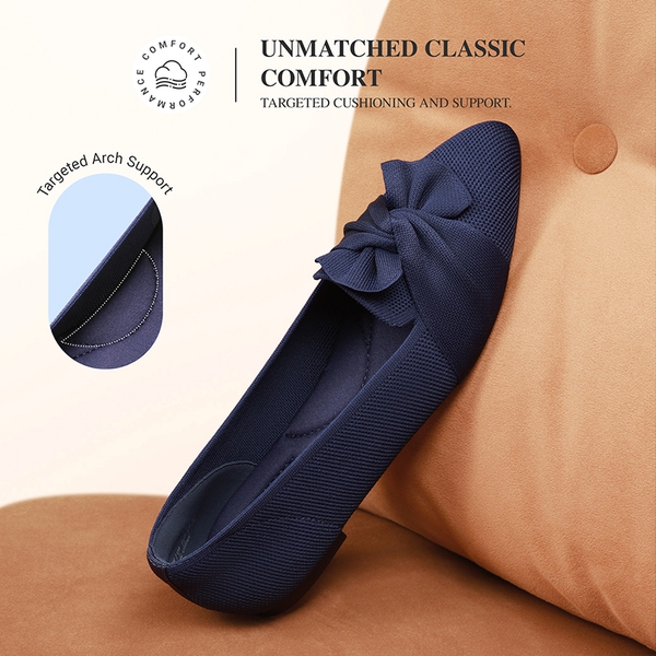Women’s Foldable Bow Flats - NAVY - 6