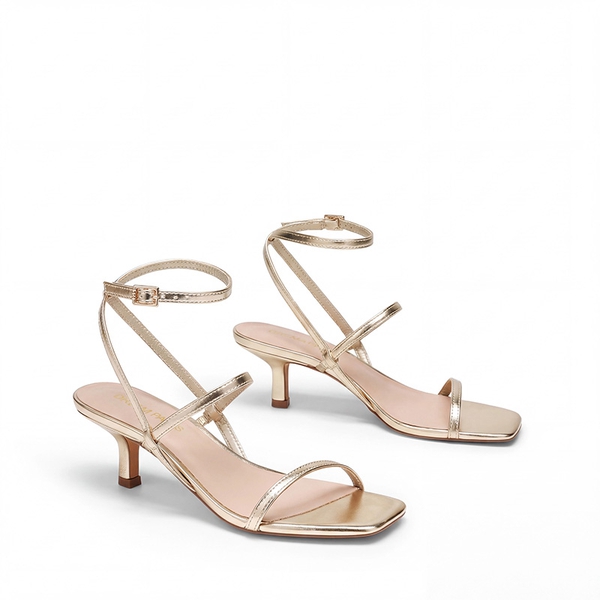 Women’s Strappy Kitten Heel Sandals - LIGHT GOLD - 4