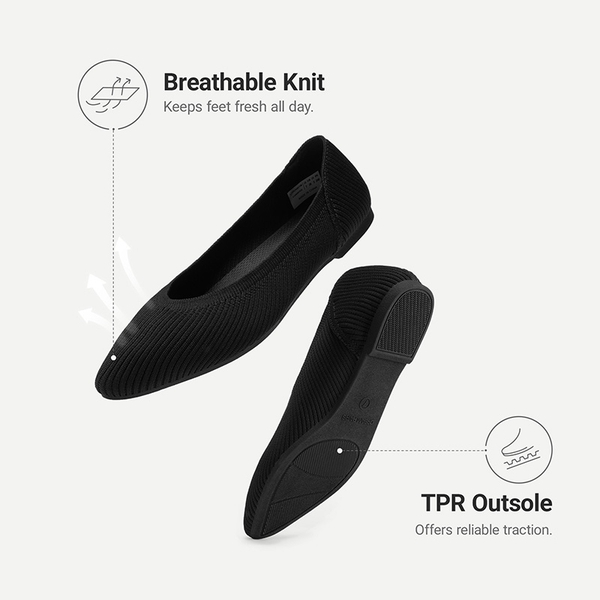 Women’s Foldable Knit Flats - BLACK - 5