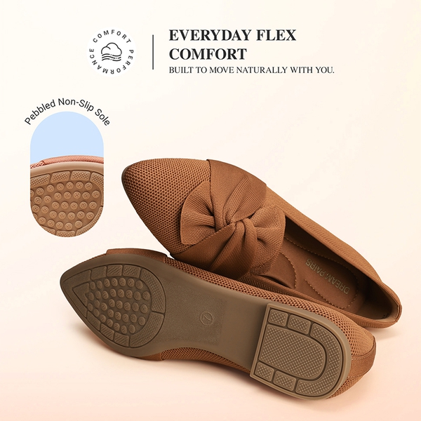 Women’s Foldable Bow Flats - BROWN - 5