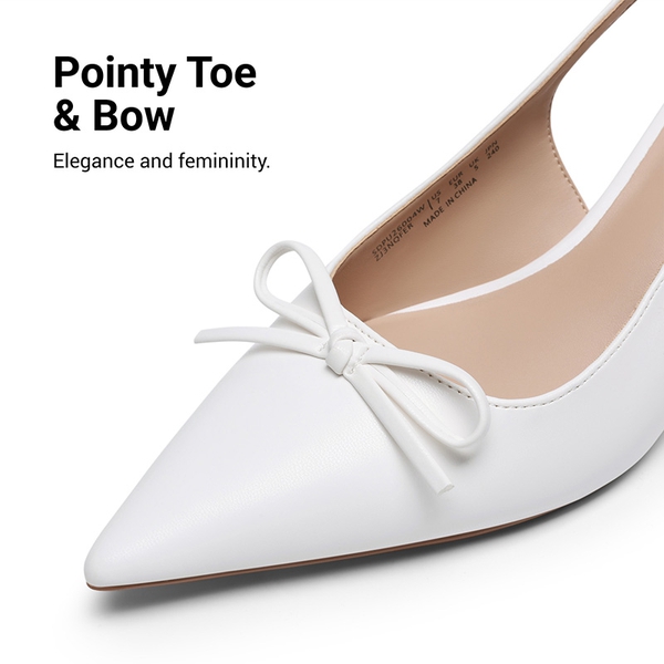 Women’s Kitten Heel Slingbacks - WHITE - 6