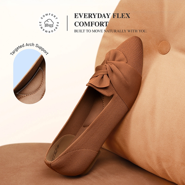 Women’s Foldable Bow Flats - BROWN - 6
