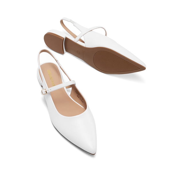 Women’s Pointed Toe Slingback Flats - WHITE - 5