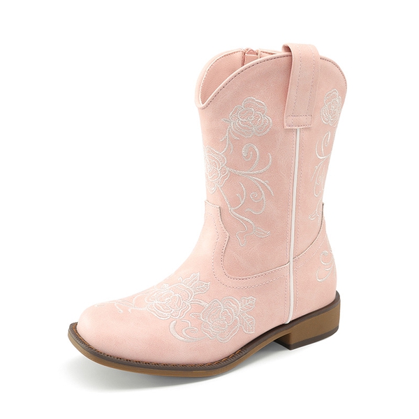 Kids’ Embroidered Cowboy Boots - PINK -  0