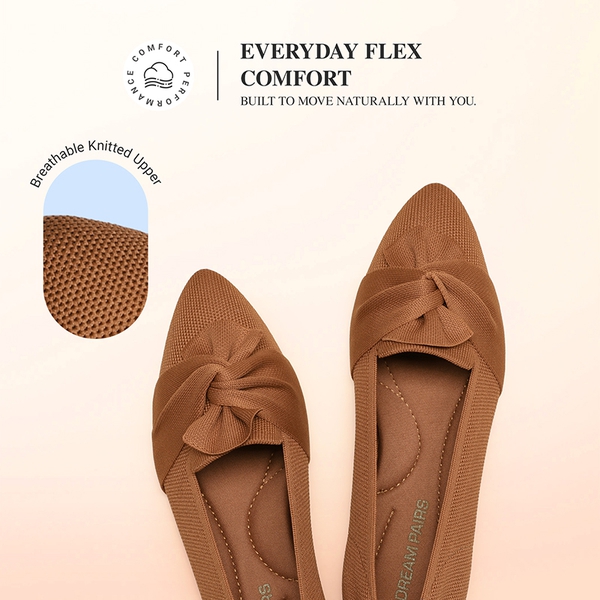 Women’s Foldable Bow Flats - BROWN - 7