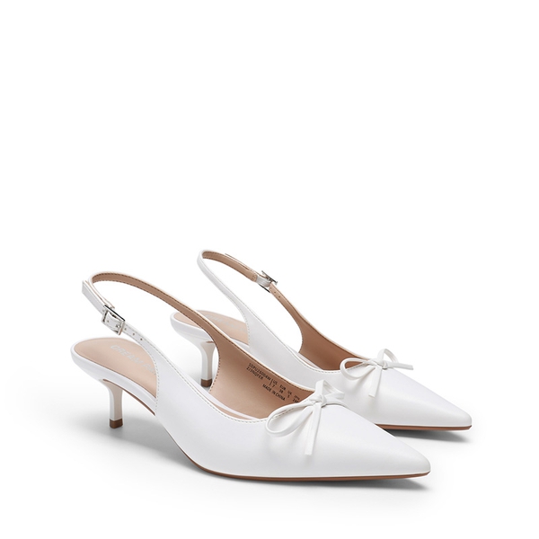 Women’s Kitten Heel Slingbacks - WHITE - 4