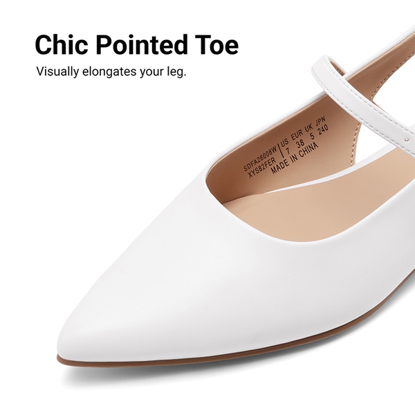 Women’s Pointed Toe Slingback Flats - WHITE - 6