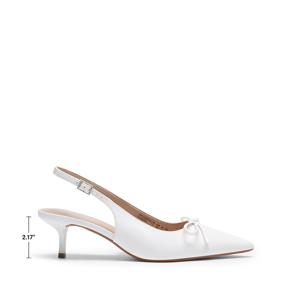 Women’s Kitten Heel Slingbacks - WHITE - 3