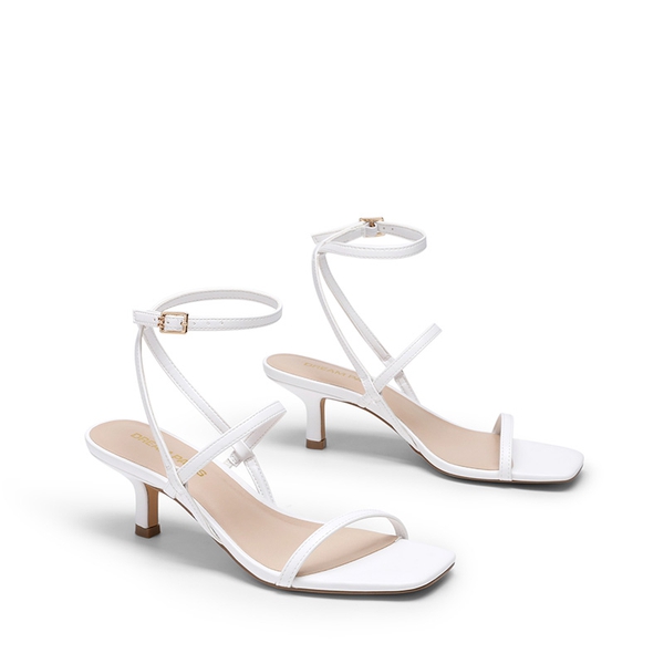 Women’s Strappy Kitten Heel Sandals - WHITE - 4