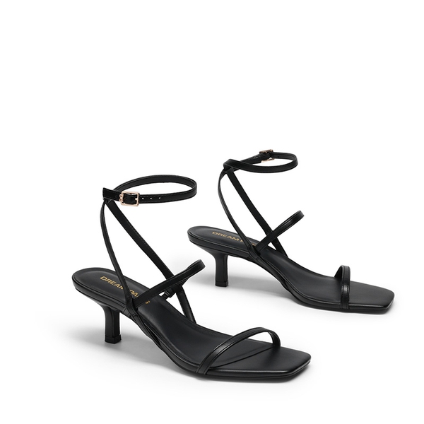 Women’s Strappy Kitten Heel Sandals - BLACK - 4