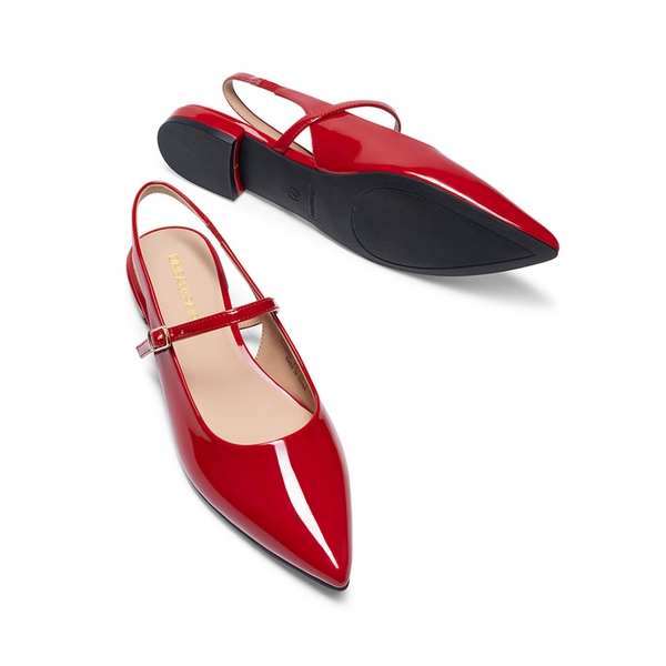 Women’s Pointed Toe Slingback Flats - RED - 5