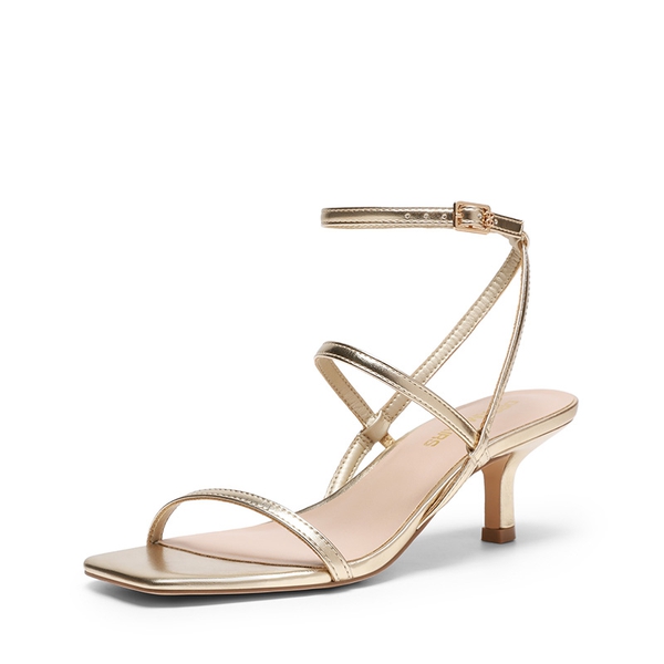 Women’s Strappy Kitten Heel Sandals - LIGHT GOLD -  0
