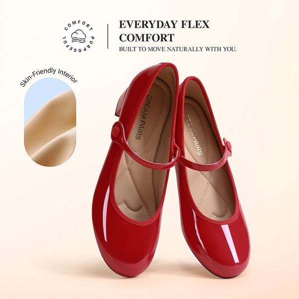 Ascenda Women’s Comfort Mary Jane Shoes - RED - 5