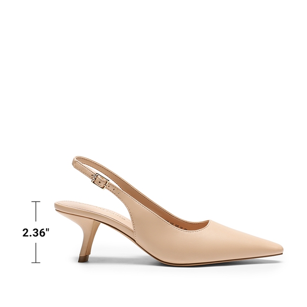 Women’s Pointed Toe Slingback Heels - NUDE - 4
