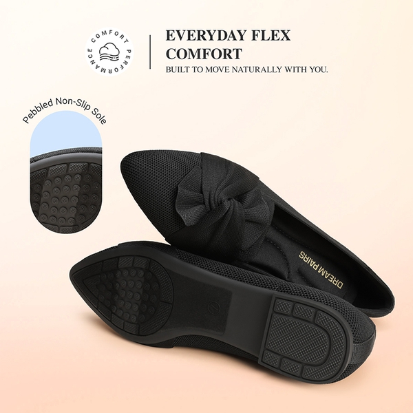 Women’s Foldable Bow Flats - BLACK - 5