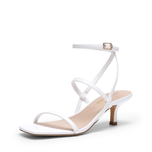 Women’s Strappy Kitten Heel Sandals - WHITE -  0