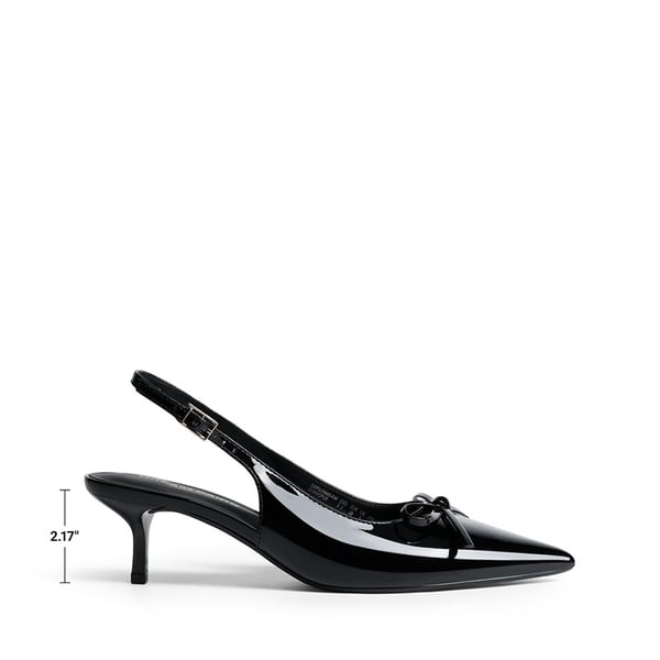 Women’s Kitten Heel Slingbacks - BLACK-PAT - 3