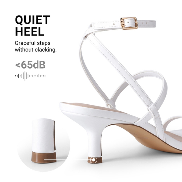Women’s Strappy Kitten Heel Sandals - WHITE - 5