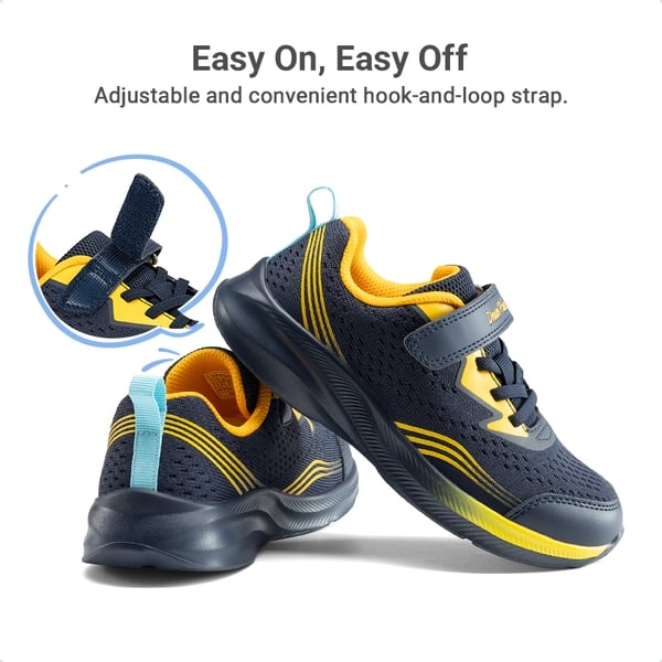Kids’ Lightweight Running Shoes - NAVY/YELLOW - 4