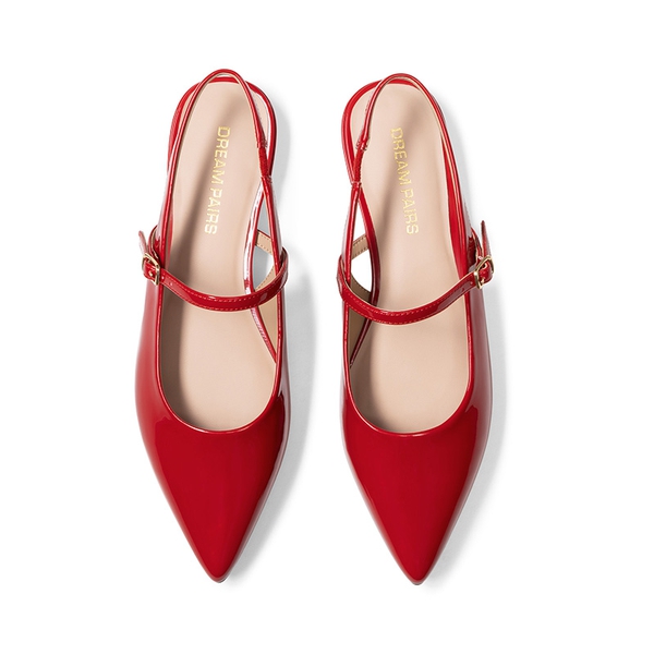 Women’s Pointed Toe Slingback Flats - RED - 4