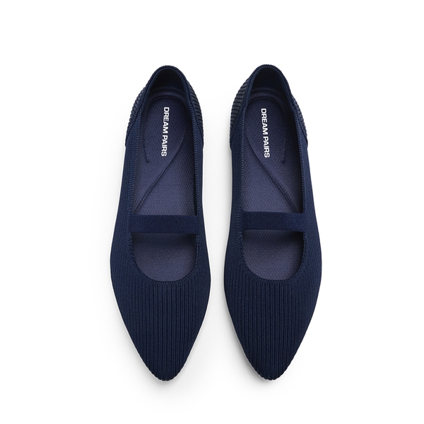 Women’s Comfortable Knit Mary Jane Flats - NAVY - 3