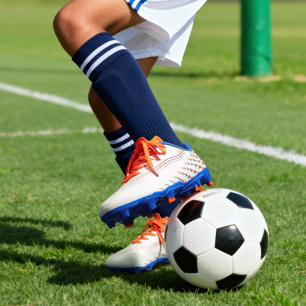 Kids’ Soccer Cleats with Three-Zone Studs - WHITE/ORANGE - 8
