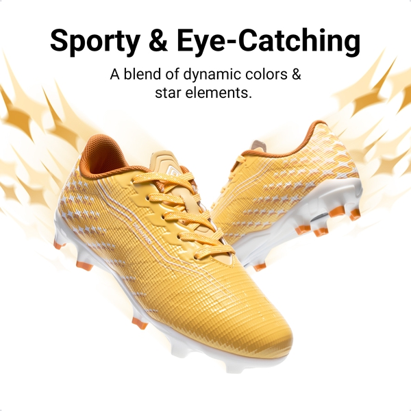 Kids’ Soccer Cleats with Three-Zone Studs - YELLOW - 9